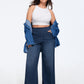 Stretchy Pull-On Wide-Leg Knit Jeans