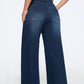 Stretchy Pull-On Wide-Leg Knit Jeans