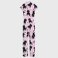 Women's Wide Leg Cat with Fish Print Scrub Jumpsuit