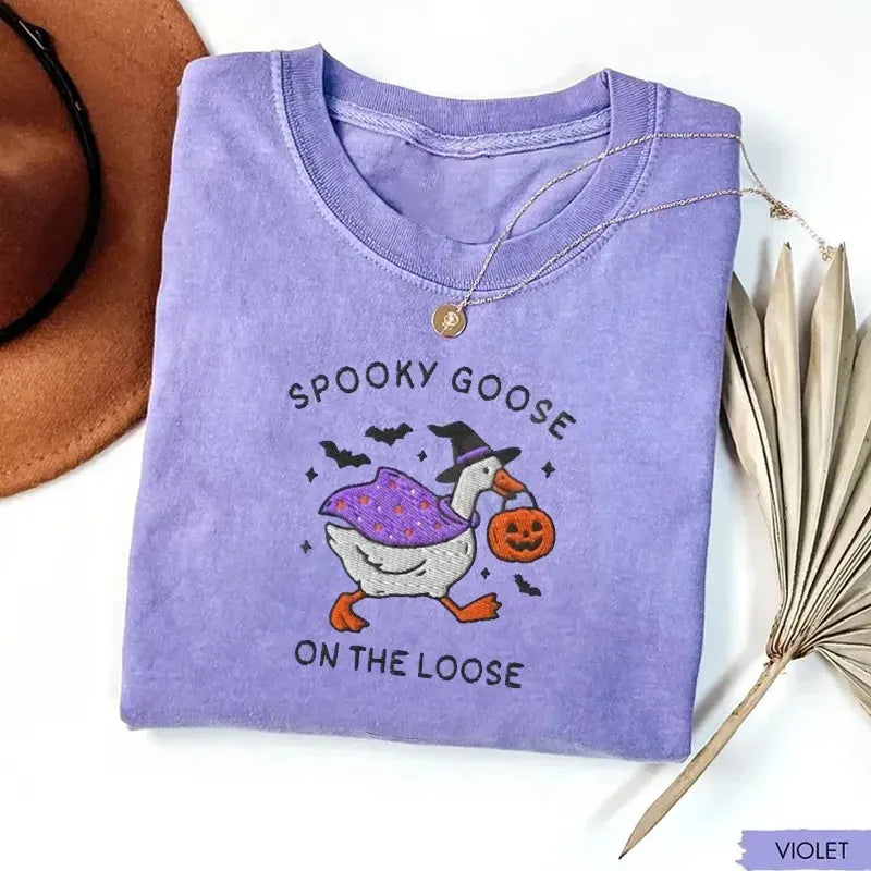 Embroidered Spooky Goose T-shirt