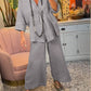Women'S Casual V-Neck Twisted Cotton And Linen Two-Piece Suit