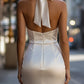 Stylish Satin Halter-Neck Mini Dress