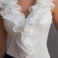 Sleeveless Chiffon Ruffled V-Neck Top