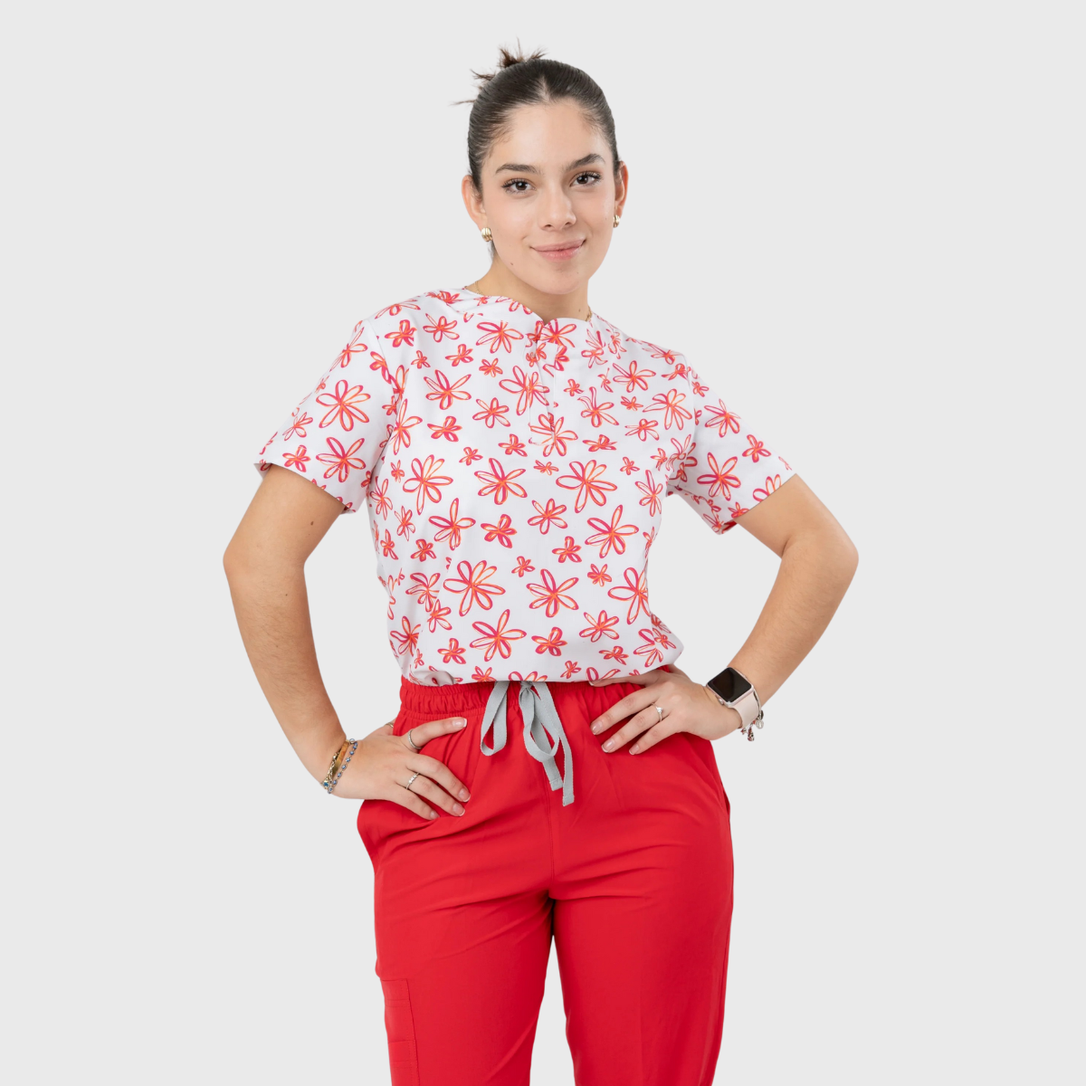 Women's Flame Blossom Printed Scrub Set NST17