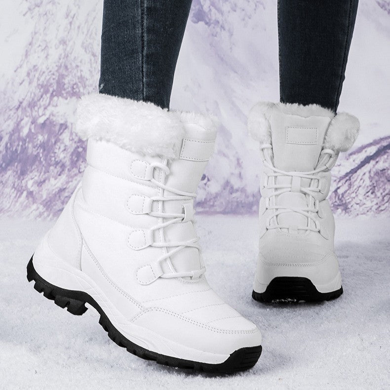 Rakkiss Women's Thermal Winter Hiking Boots - High-Cut Fleece Lined Snow Boots (Pink, White & Black - US 5-10)