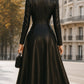 Edgy Black Faux Leather Midi Shirt Dress