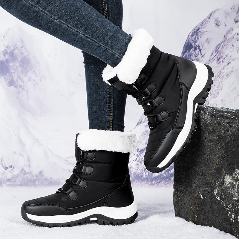 Rakkiss Women's Thermal Winter Hiking Boots - High-Cut Fleece Lined Snow Boots (Pink, White & Black - US 5-10)
