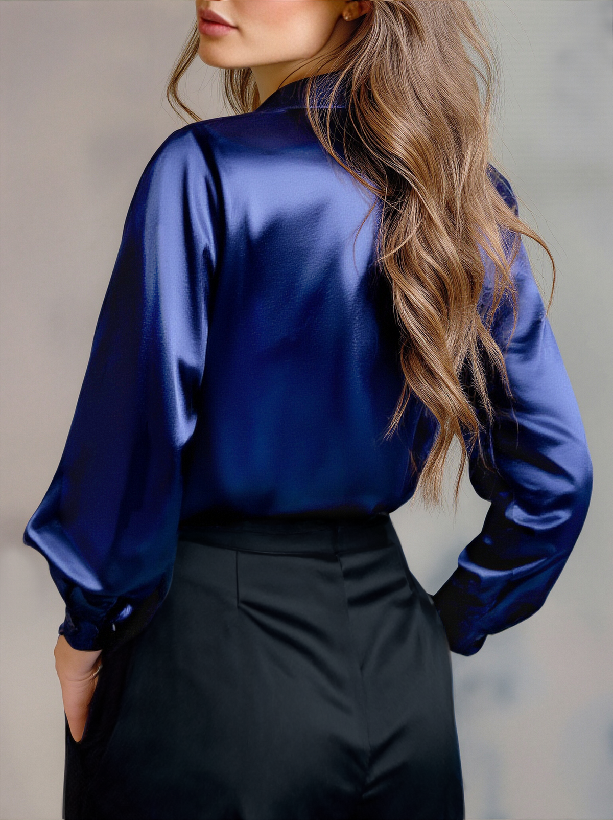 Elegant Satin Long Sleeves Blouse