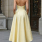 Halter Neck Bow Detail High-Low A-Line Maxi Dress