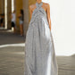 Nautical Stripe Halter Neck Maxi Dress