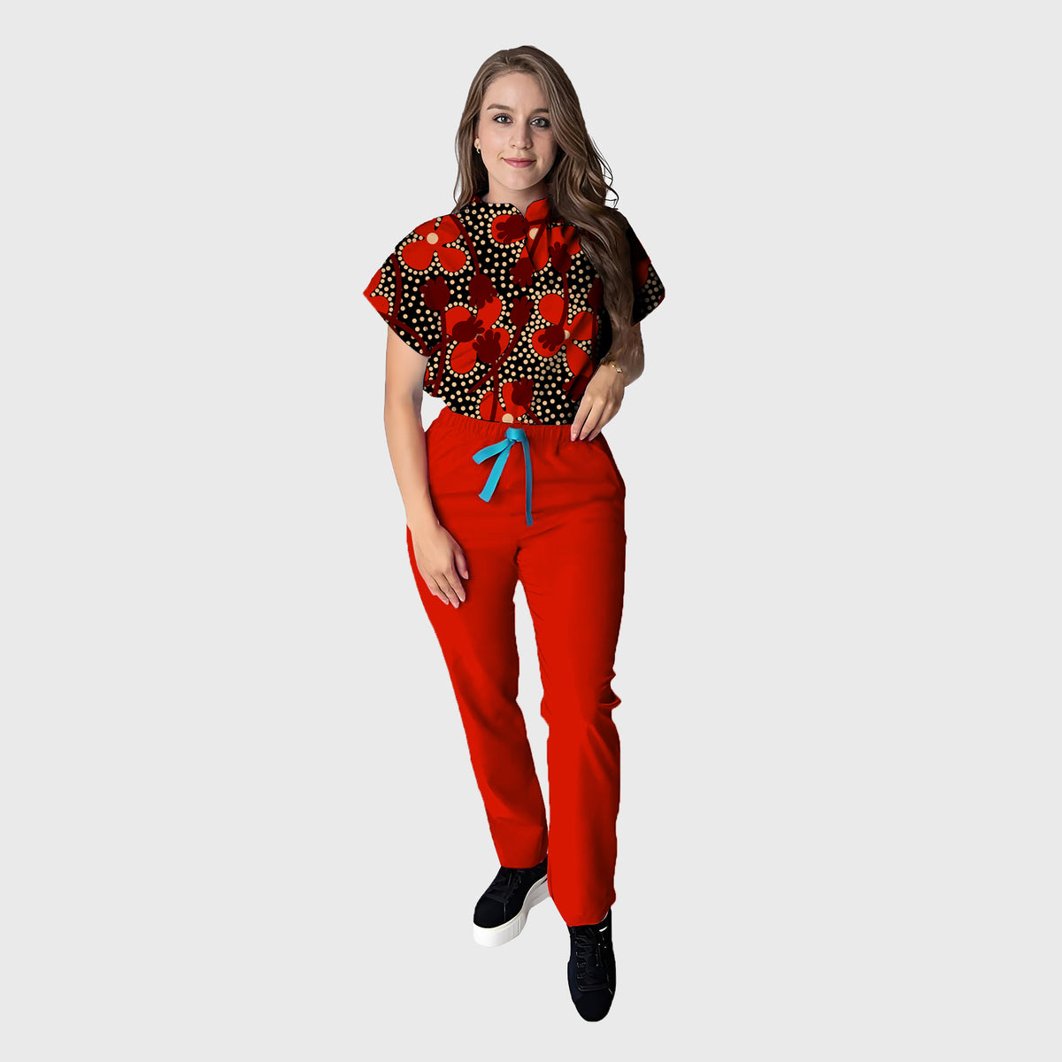 Women's Floral Printed Scrub Set CPJO2