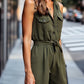 Chic Olive Sleeveless Utility Romper
