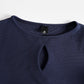 Sleek Navy Cold-Shoulder Midi Dress With Keyhole Detail