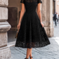 Elegant Floral Lace Boat Neck A-Line Midi Dress