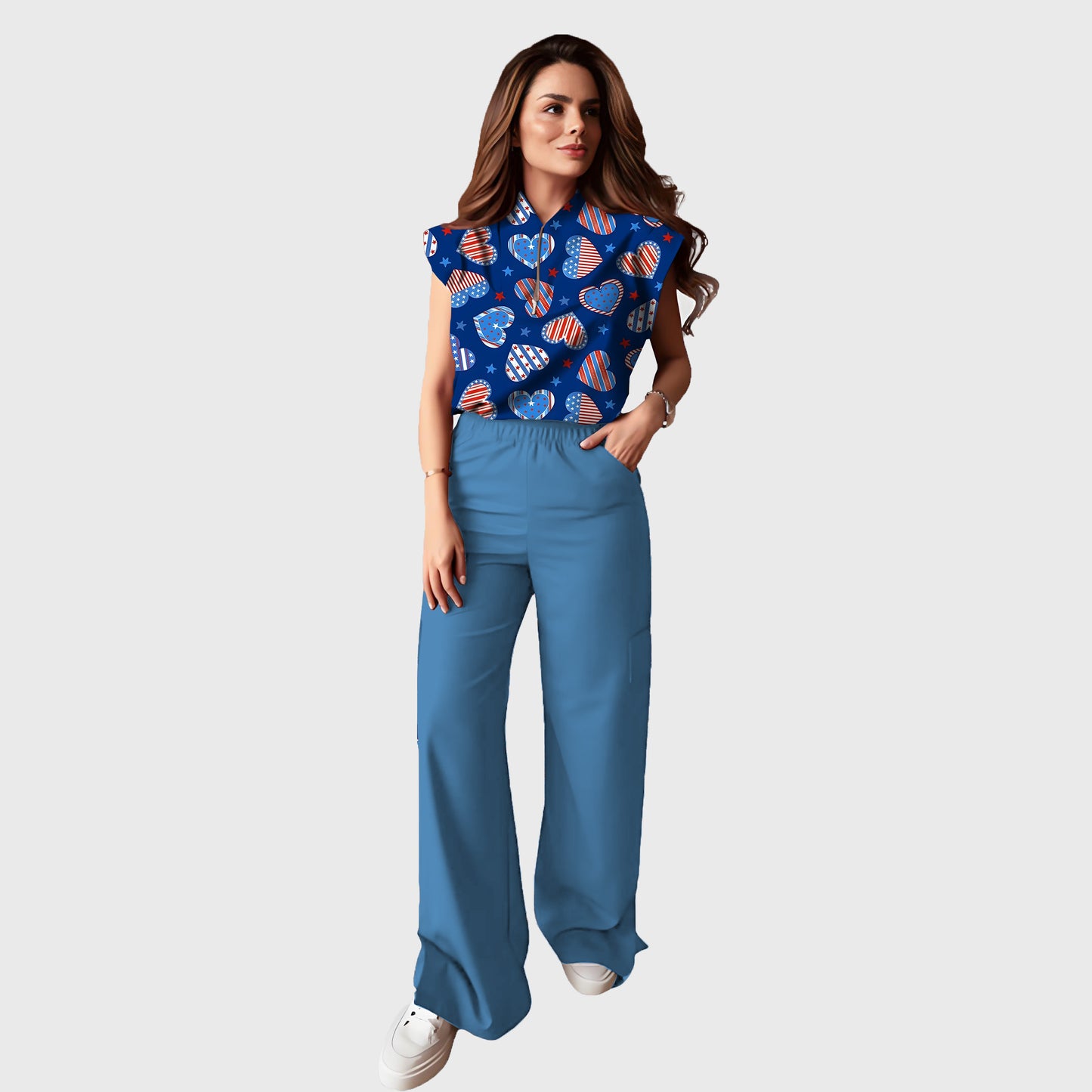 Women's  Printed Scrub Set ST6244
