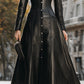 Edgy Black Faux Leather Midi Shirt Dress