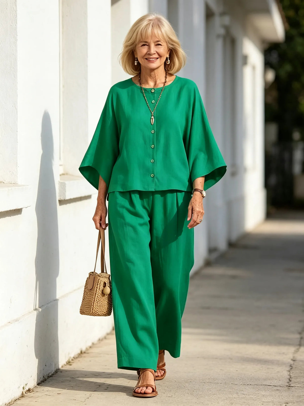 2Pcs Women's Suit Casual Women's Clothing Cotton and Linen Wide-leg Pants Suit