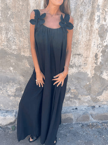 Women's Casual Solid Color Floral Dress