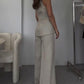 Solid Color Elegant Sleeveless Vest & Suit Pants Two-Piece Set