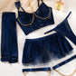 Sexy See-Through Mesh Skirt Uniform Lingerie Set With Gloves