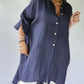 Women's Casual Solid Color Lapel Long Sleeve Button Cotton and Linen Shirt