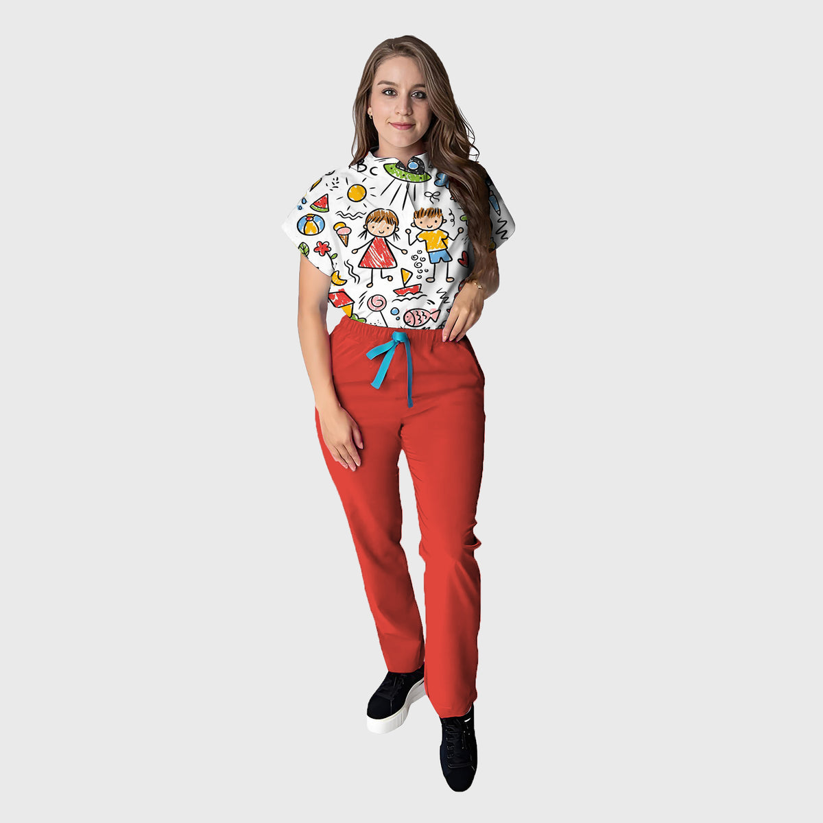 Women's Kid Scribble Printed Scrub Set SP33