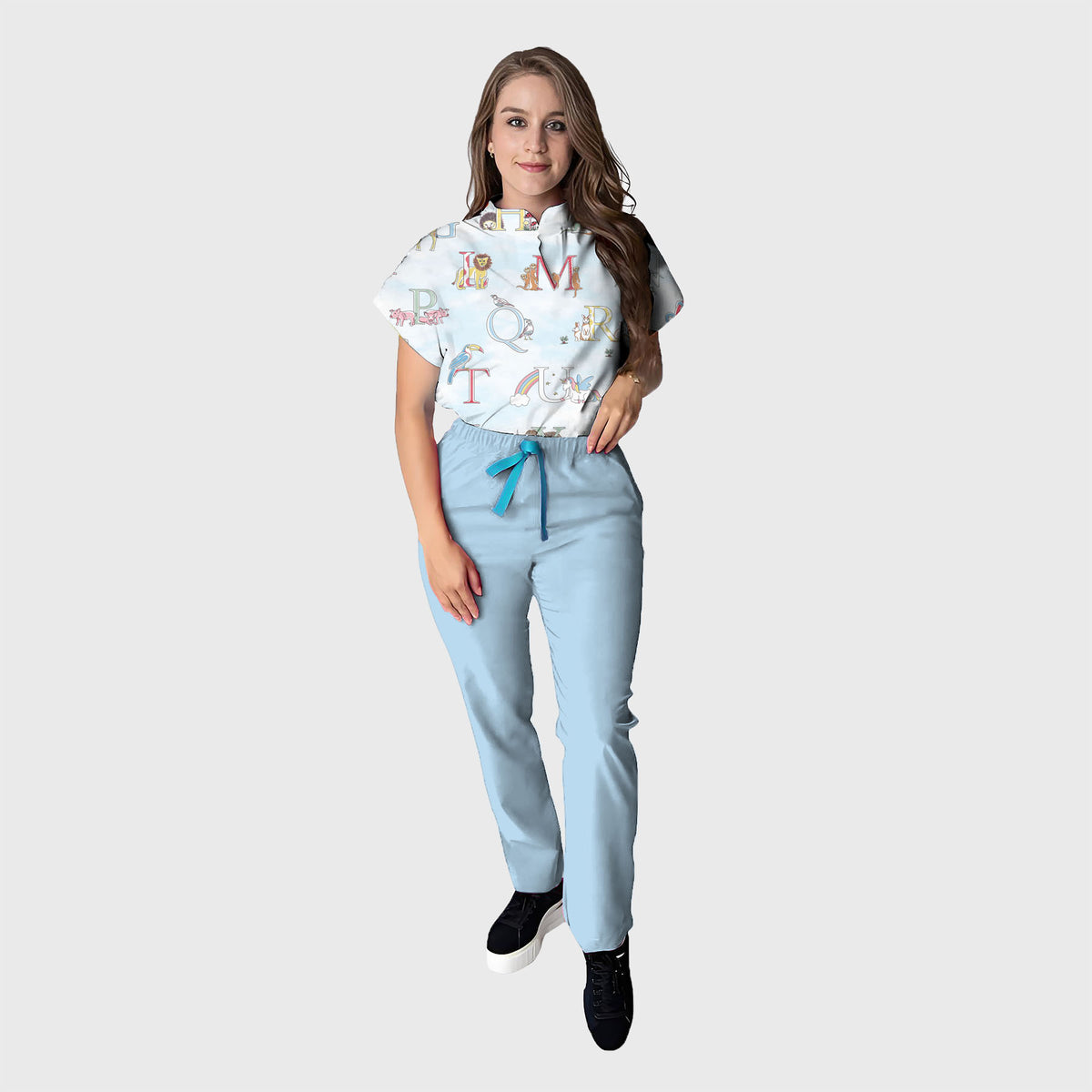 Women's Floral Printed Scrub Set CPJO2