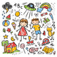 Women's Kid Scribble Printed Scrub Set SP33