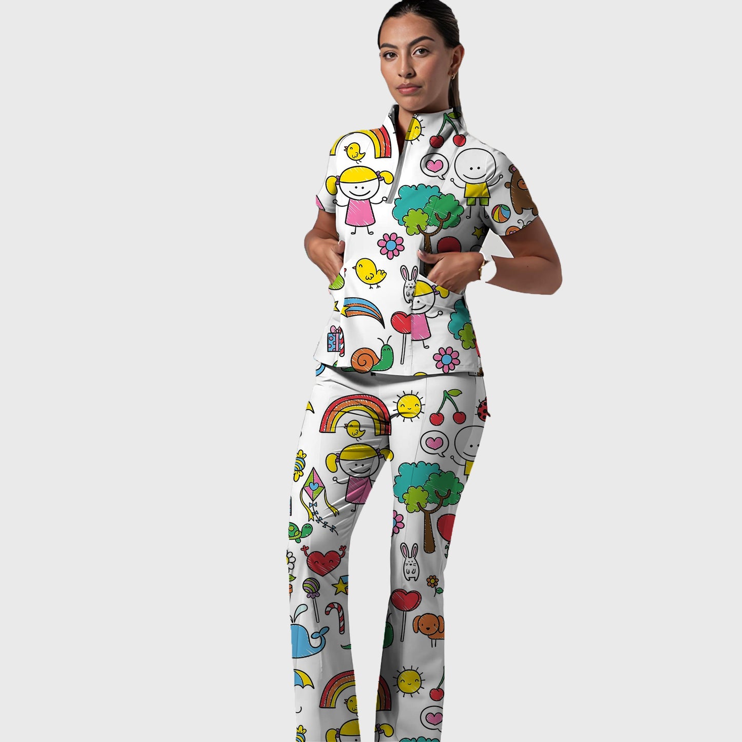 Women's Printed Scrub Set YHSC1