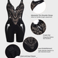 T-Back Open Back Bodysuit With Lace V-Neck Detail