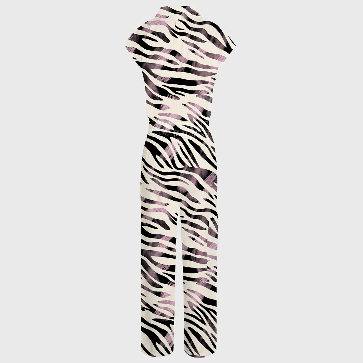 Women's Wide Leg Zebra Print Scrub Jumpsuit