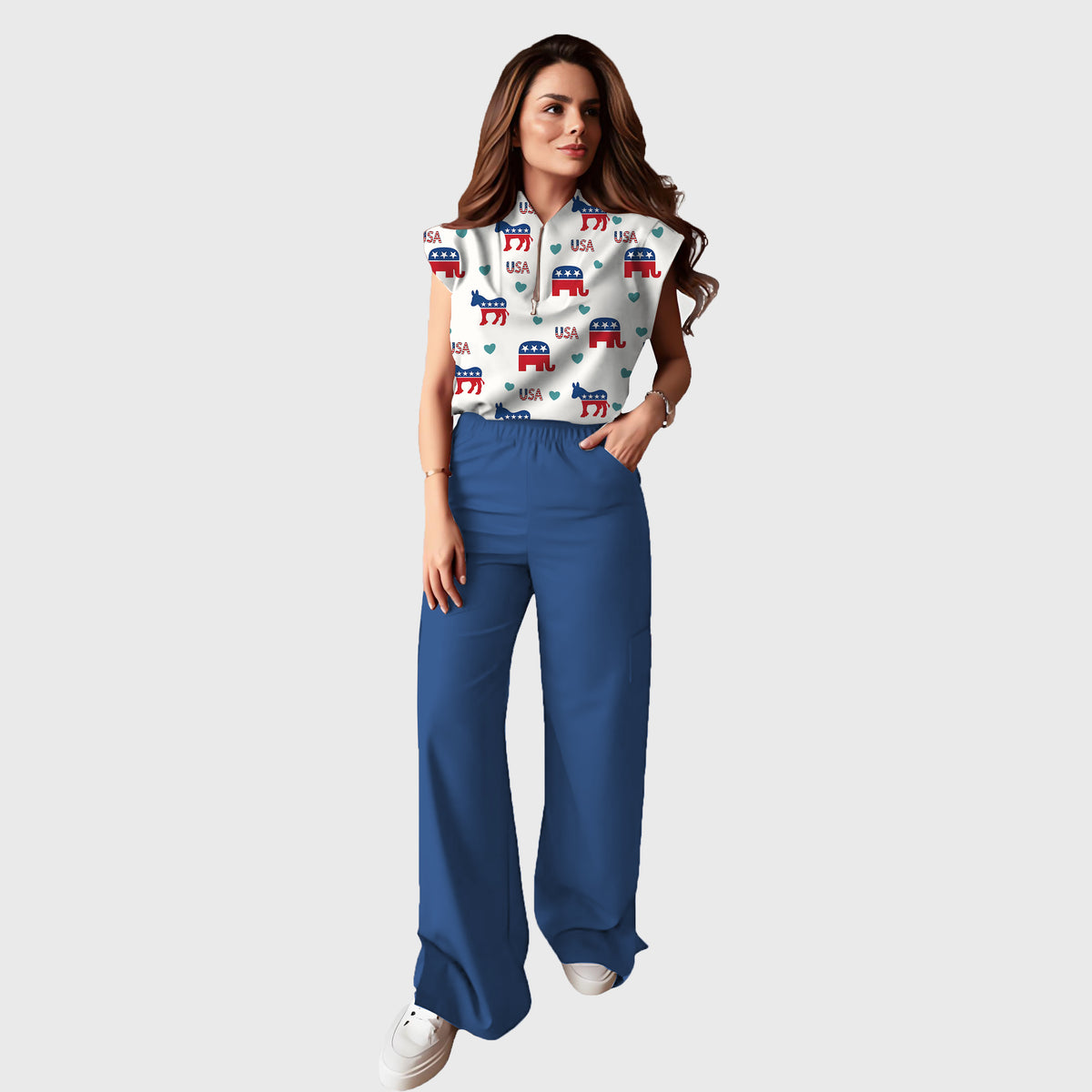 Women's  Printed Scrub Set ST6242