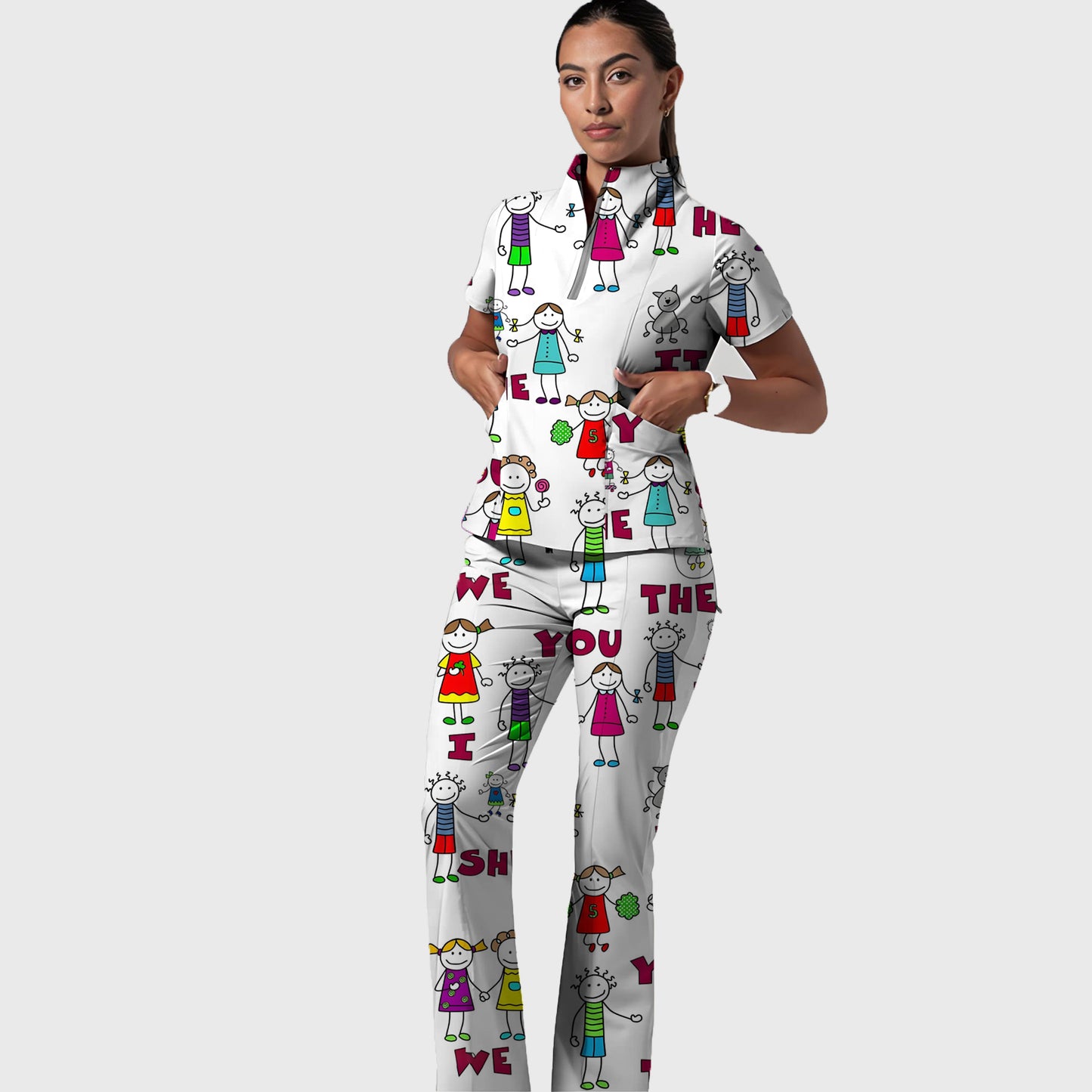 Women's Printed Scrub Set YHSC1