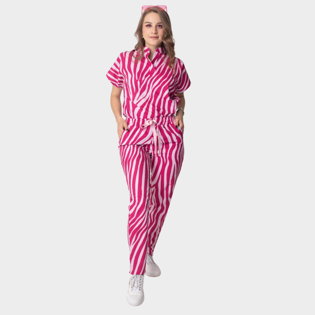 Women's Floral Printed Scrub Set CPJO2