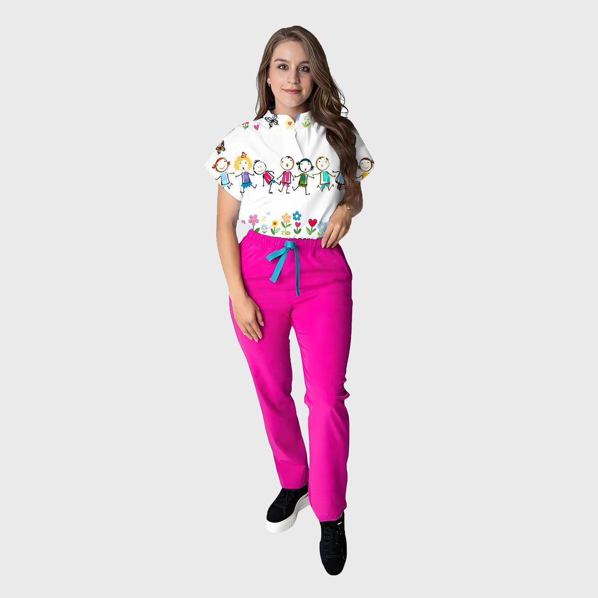 Women's Floral Printed Scrub Set CPJO2