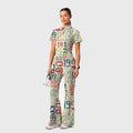 Women's Retro Letter Printed Scrub Set