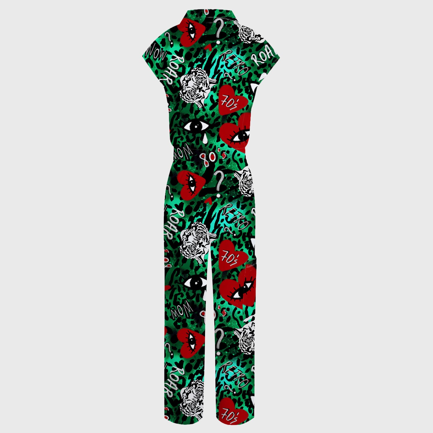 Women's Wide Leg Abstract Tiger Printed Scrub Jumpsuit