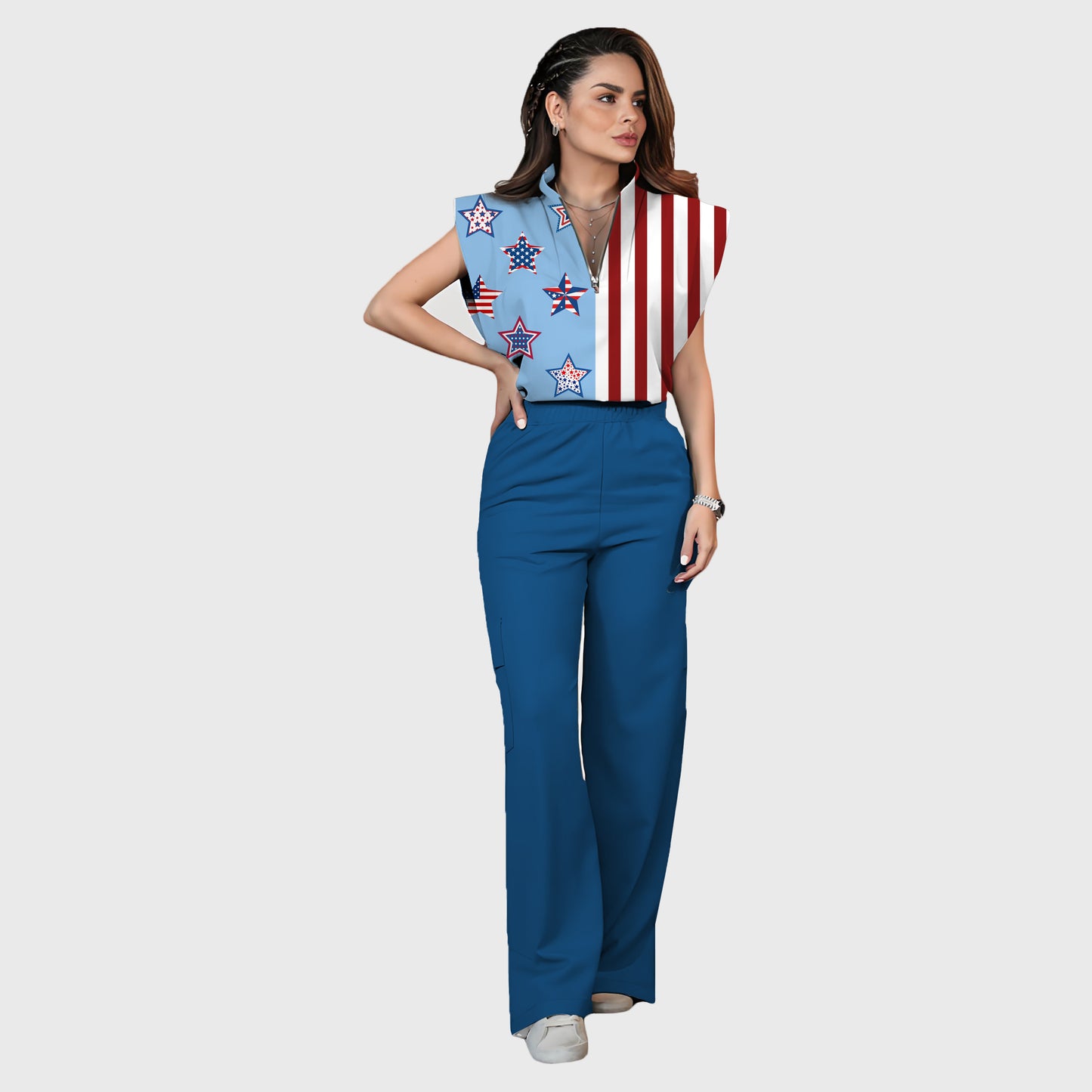 Women's  Printed Scrub Set ST6246
