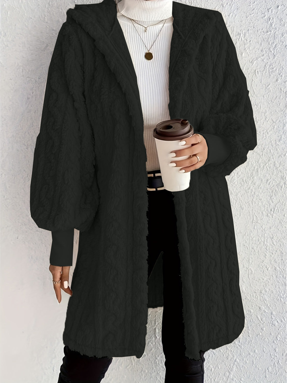 Women's Plush Fleece Soft Midi-Length Jacket with Pockets(BUY 2 FREE SHIPPING)