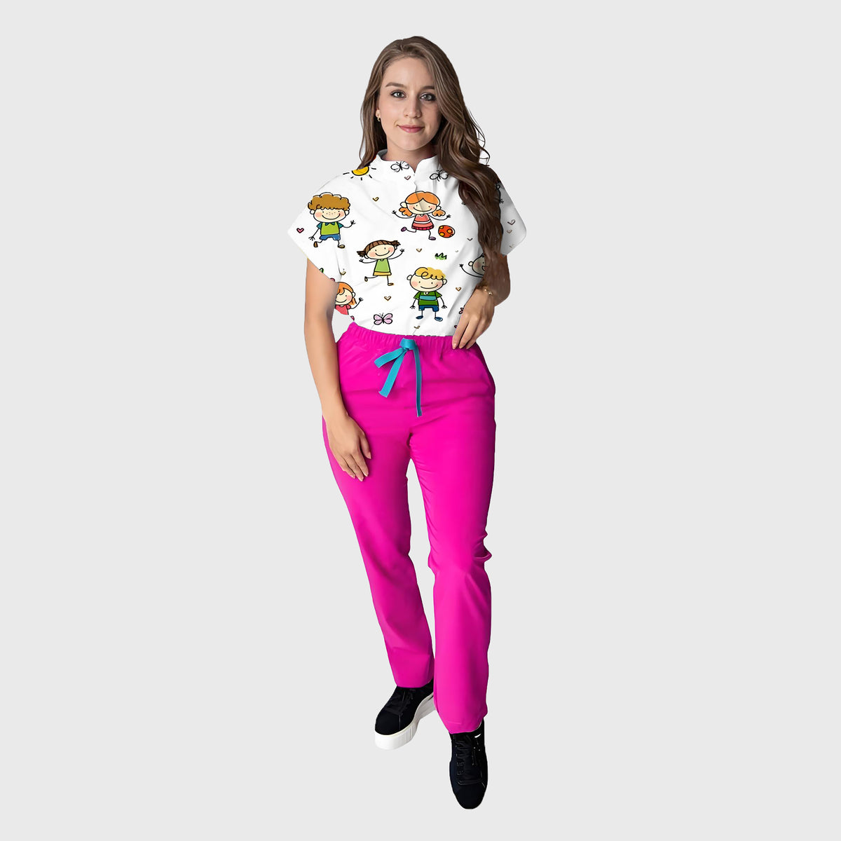 Women's Floral Printed Scrub Set CPJO2