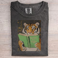 Motivational Tiger Reading Unisex Kids Washed T-shirt