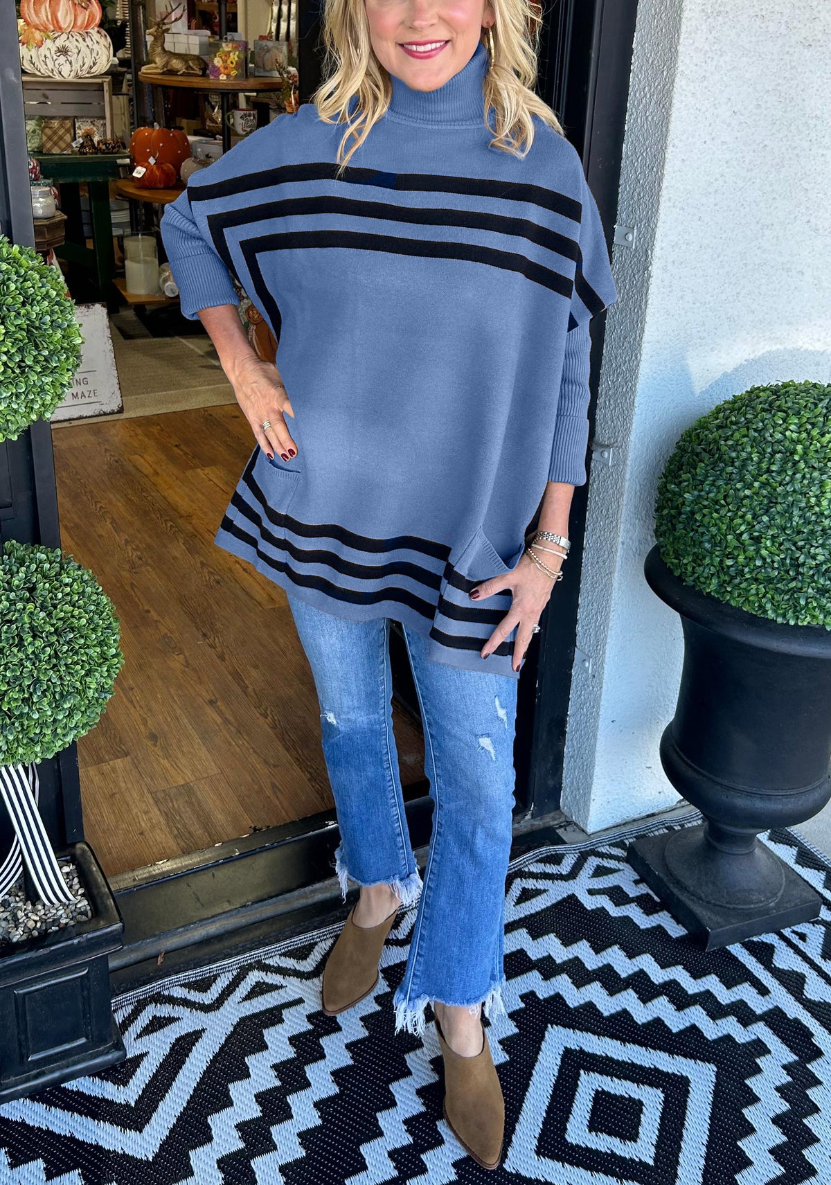 Women's High Collar Striped Sweater(Buy 2 Free Shipping)
