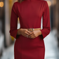 Elegant White Mandarin Collar Dress with Belt Design