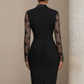 Sophisticated Black Blazer-Style Lace Midi Dress