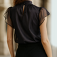 Elegant Black Chiffon High Neck Blouse