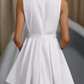 White Pleated Mini Shirt Dress