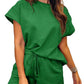 Women's Solid Textured Drawstring Shorts Set (Buy 3 Free Shipping)