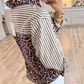 Brown Leopard Print Stripe Long Sleeve Top