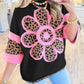Ivory and Pink Leopard Flower Top