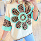 Ivory and Pink Leopard Flower Top